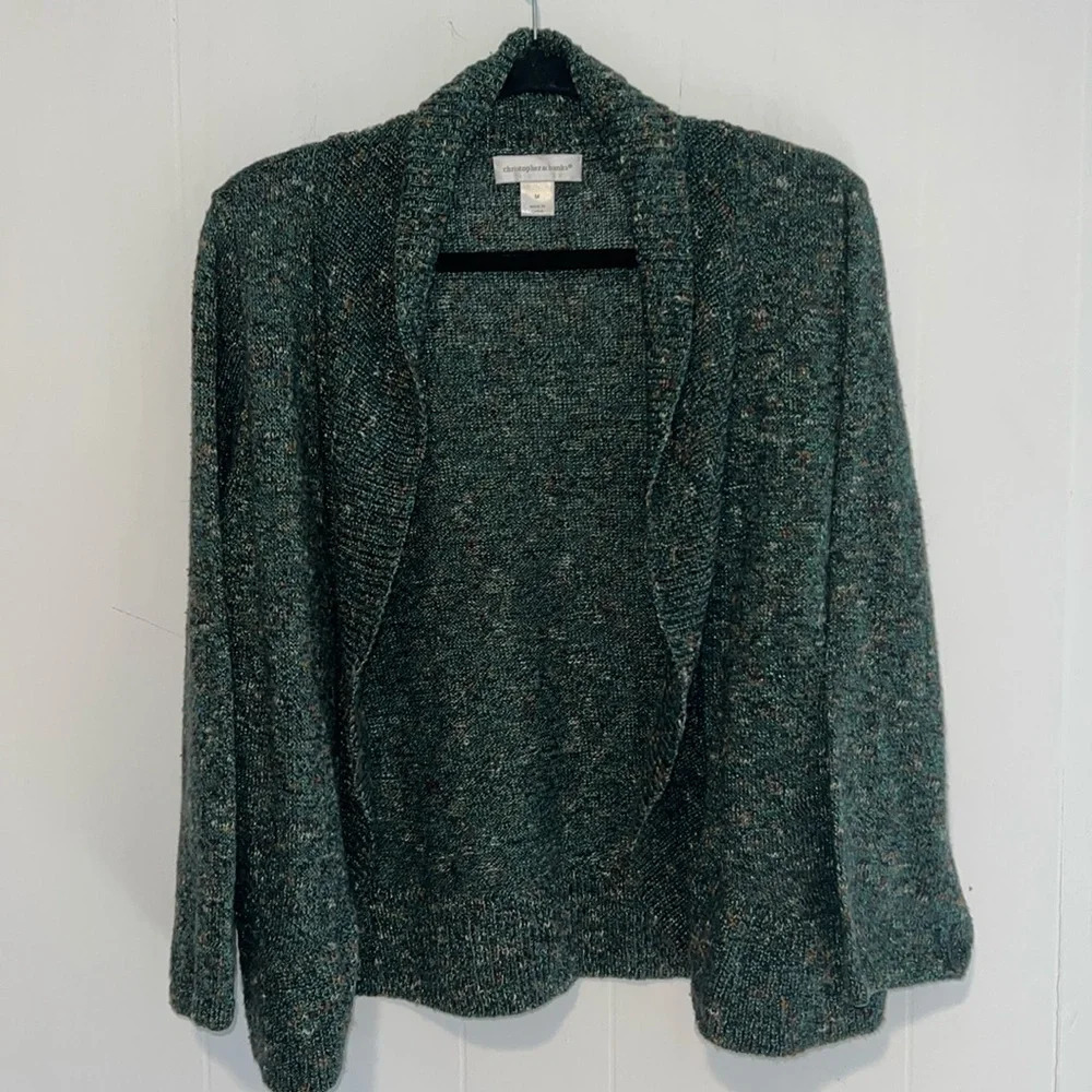 Christopher & Banks Women's Green Open Cardigan 1023